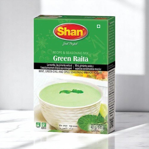 Shan Green Raita - Yogurt Seasoning Mix 40 gm box -case