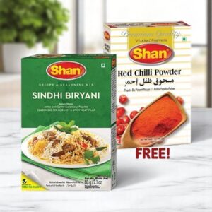 Shan Sindhi Biryani Spice Mix + Red Chilli Powder FREE! (Limit 3) 65 gm box -case