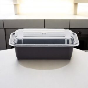 Karat Microwaveable Container (24 oz. PP Microwaveable Black Food Container - Lid)