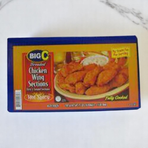 Frozen Big C - Spicy Cooked Breaded Chicken Wings - 15 lbs