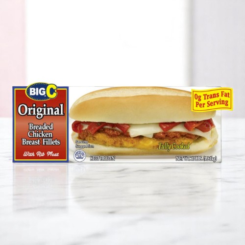 Frozen Big C - Fully Cooked, Original Breaded Chicken Breast Filets - 10 lbs - 39 ct avg