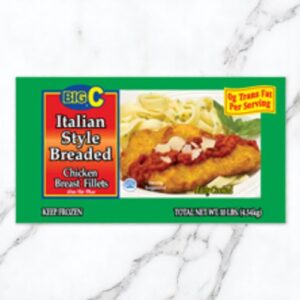 Frozen Big C - Cooked Italian Breaded Chicken Fillets - 10 lb Box