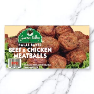 Frozen Garden Valley - Halal 1oz Meatballs, Fully Cooked - 10 lb Box