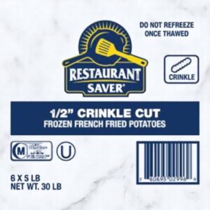 Frozen Restaurant Saver - 1/2" Crinkle Cut French Fries - 30 lbs