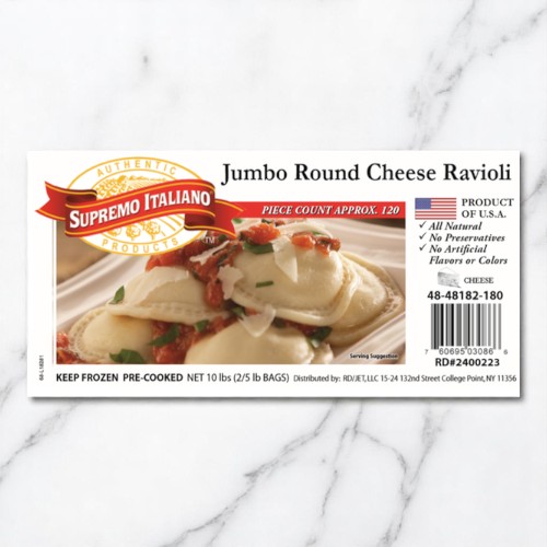 Frozen Supremo Italiano - Four Cheese Round Ravioli - 5 lbs