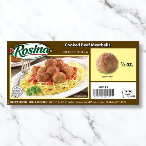 Frozen Rosina - Traditional Italian Beef Meatballs, 2 oz each - 10 lbs