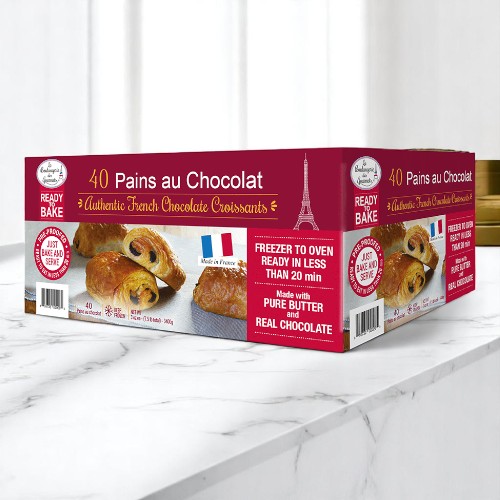 Frozen La Boulangerie des Gourmets - Pain au Chocolat (Authentic French Chocolate Croissants), 3 oz each - 40 ct